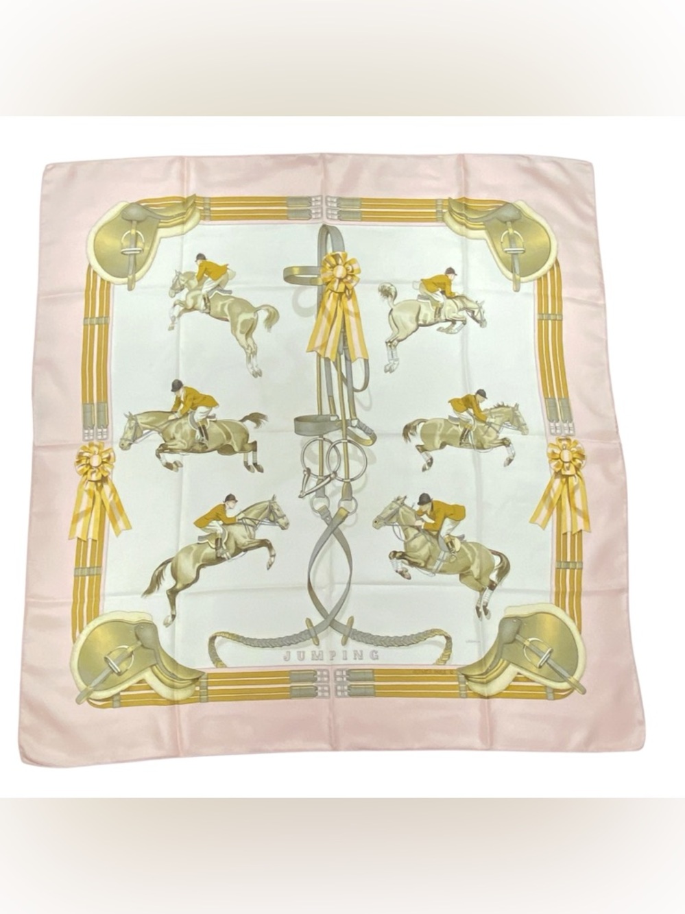 Hermes Silk Scarf Jumping Carre 90 Philippe Ledoux Pink